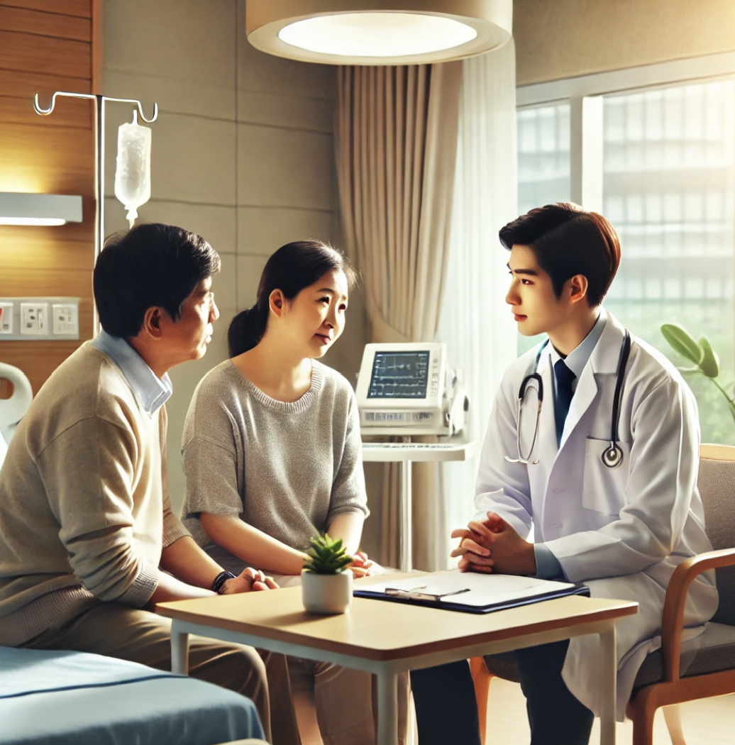 의사와 건강 상담 중