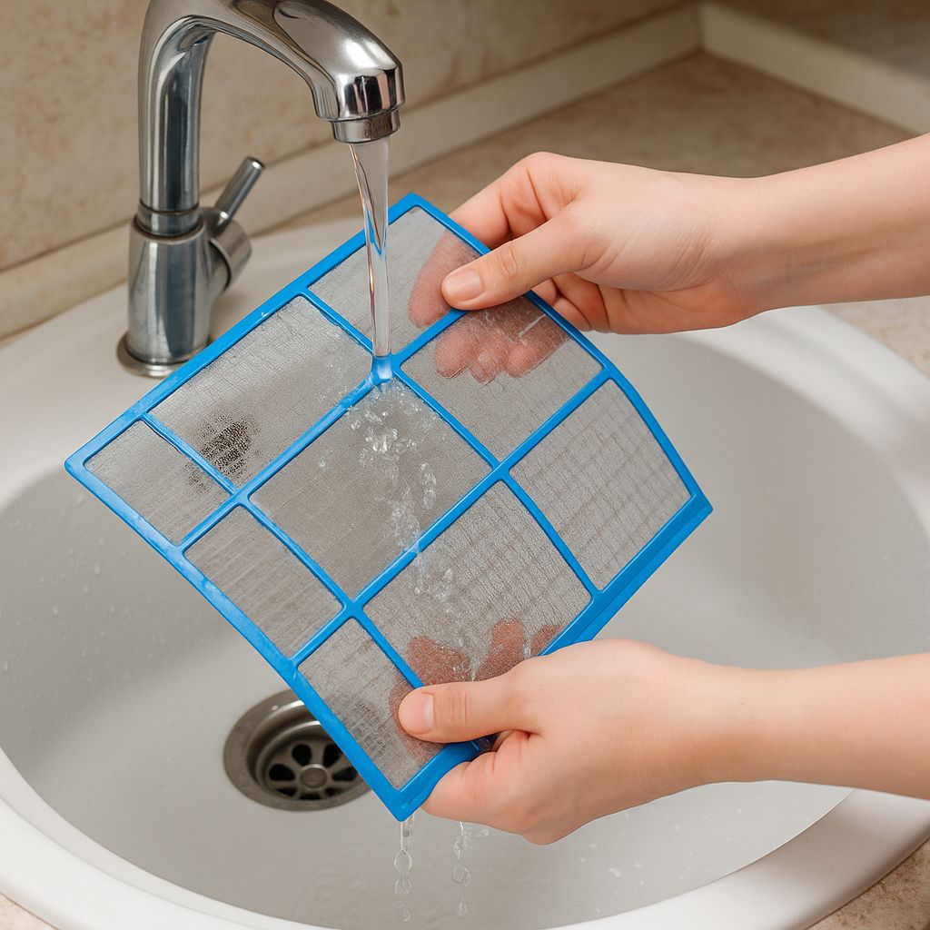 필터를 청소하는 장면