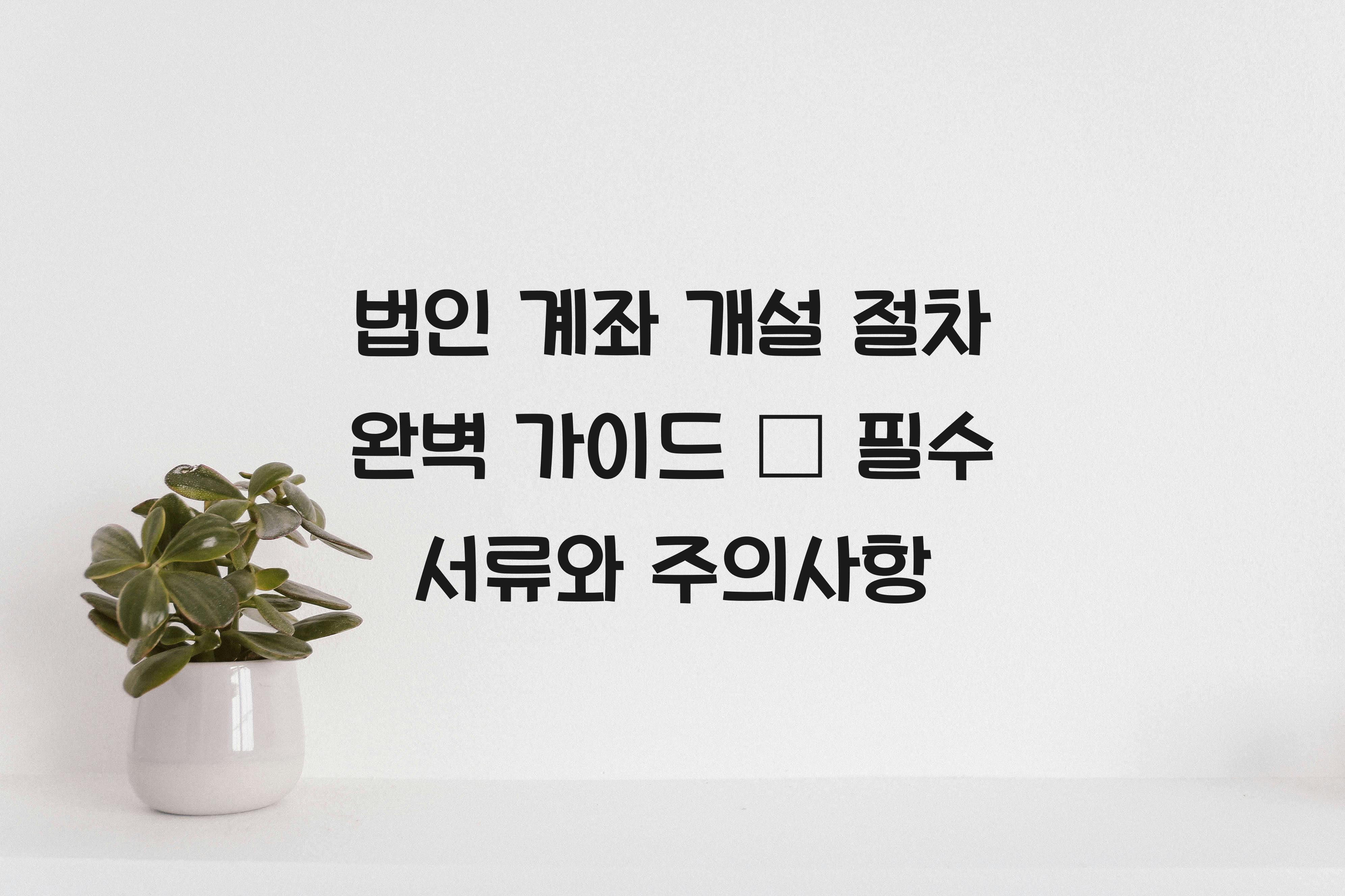 법인 계좌 개설 절차