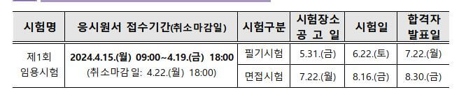 세종시 교육청 시험일정