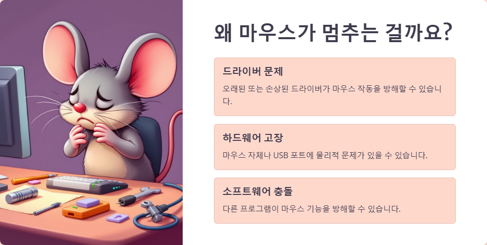 윈도우11에서 마우스가 멈출 때 해결법