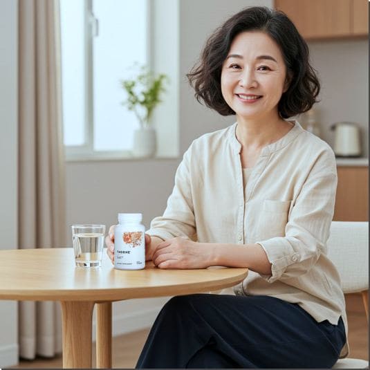 쏜리서치 SAT 복용법과 부작용, 쏜리서치 SAT 복용하는 여성 사진