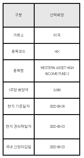 미국주식 선택배당 안내 HIX