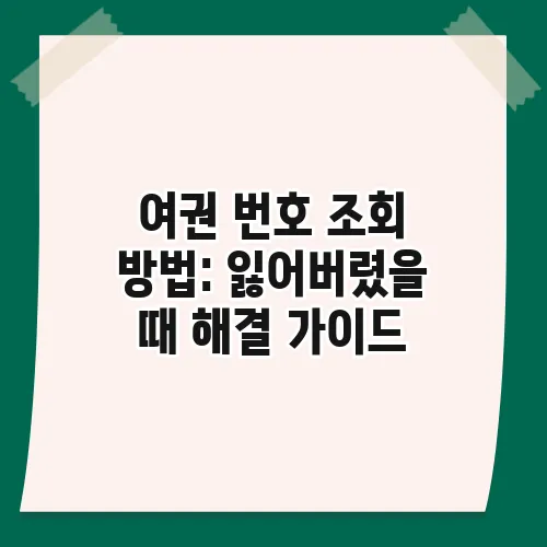 여권 번호 조회 방법: 잃어버렸을 때 해결 가이드