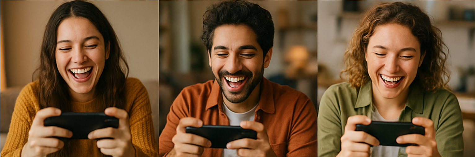 모바일 게임을 하는 모습