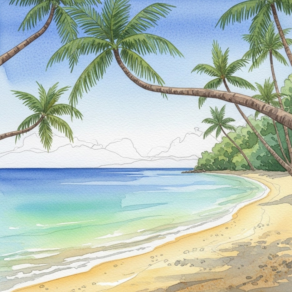 야자수와 맑은 바다가 어우러진 발리의 해변