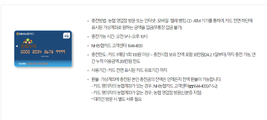 문화누리카드 잔액조회 잔액합산 충전 방법