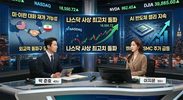 뉴스를 진하가고있는 아나운서들.