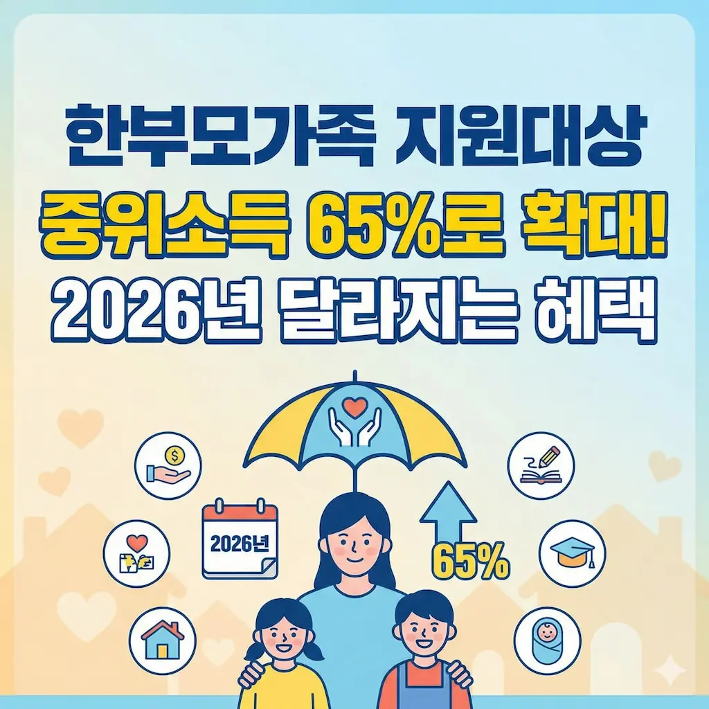 한부모가족 지원대상 중위소득 65%로 확대! 2026년 달라지는 혜택 정리
