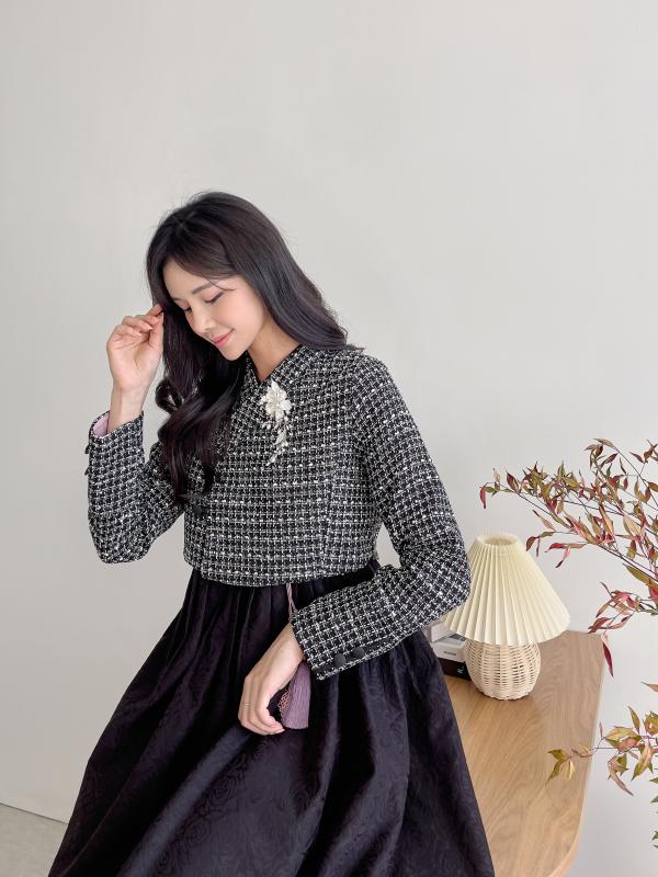 민한복 슈페리얼 여성 계량 철릭 원피스 여자 개량 퓨전 허리 치마 드레스 생활한복