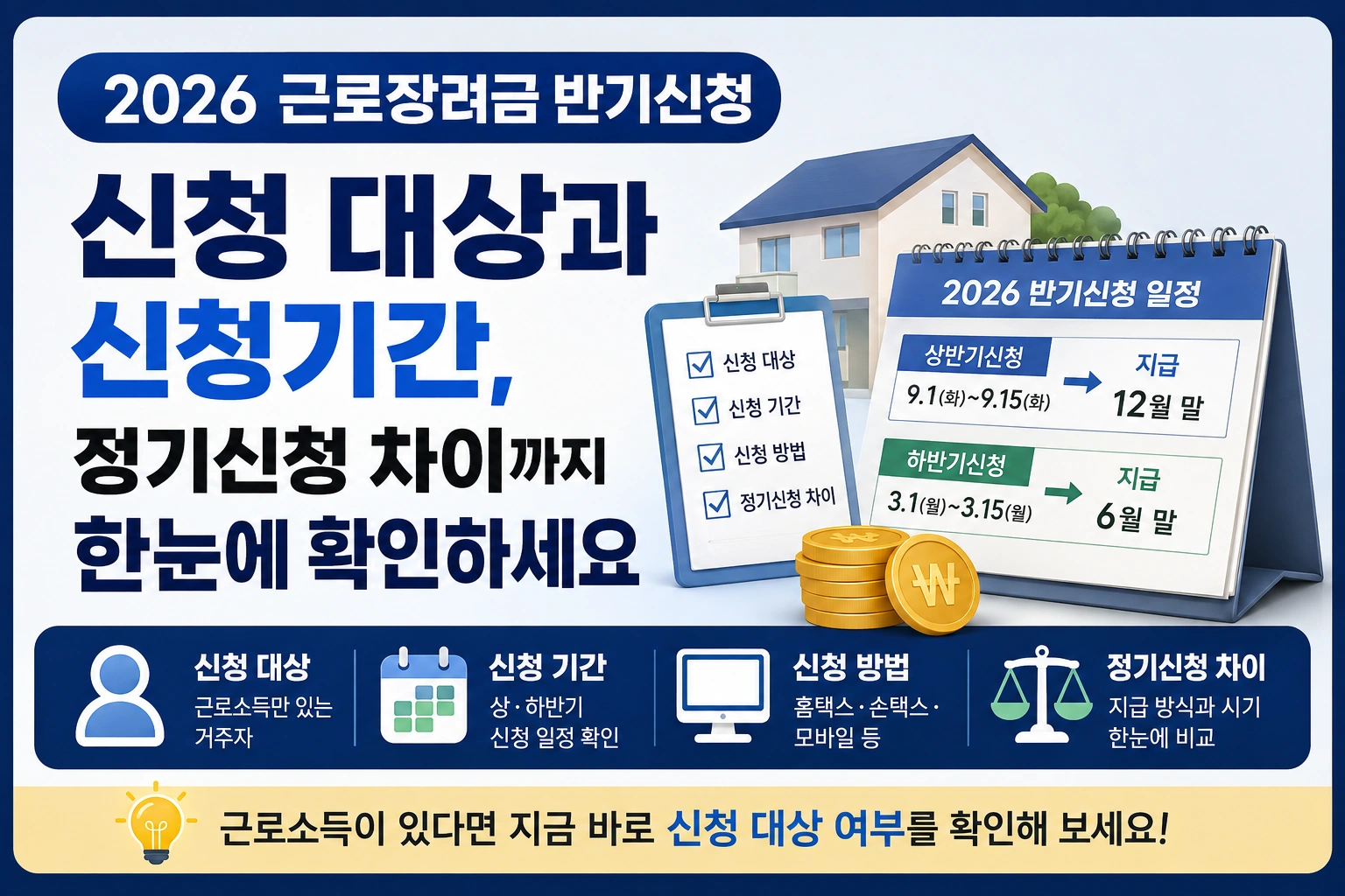 2026 근로장려금 반기신청 신청 대상과 신청기간, 정기신청 차이까지 한눈에 확인하세요