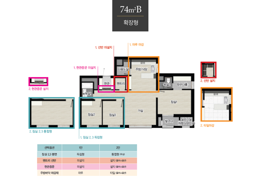영종하늘도시 센트럴푸르지오자이 - 74B 평면도