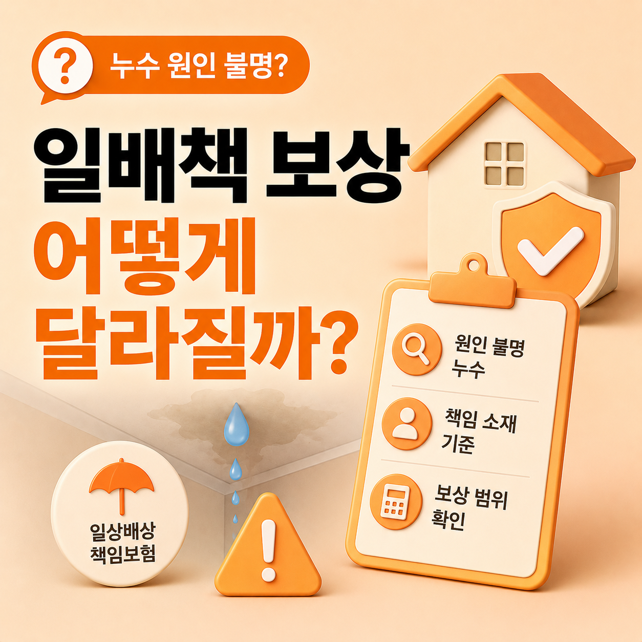 누수 원인 불명 시 일상배상책임보험 보상 기준