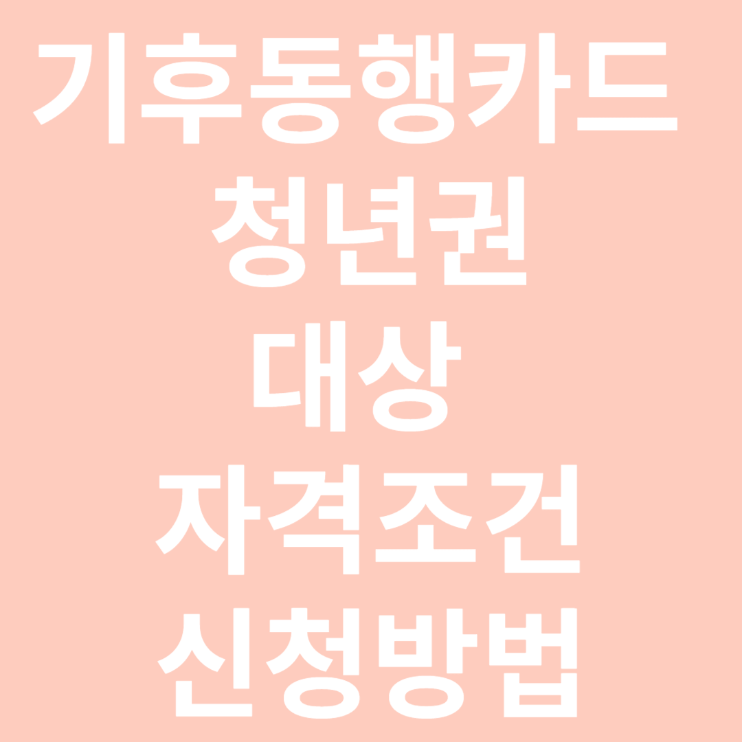 기후동행카드 청년권 대상 자격조건 신청 방법