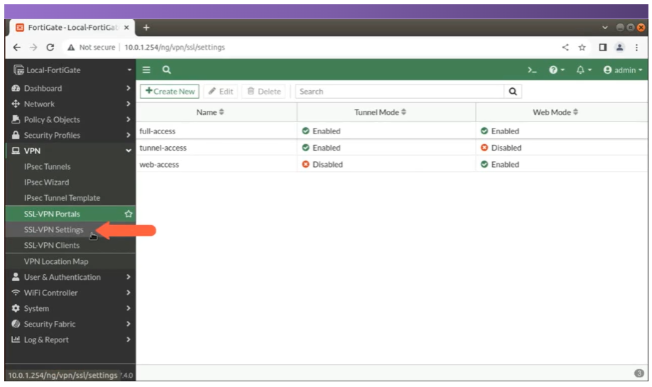 SSL-VPN Settings 구성