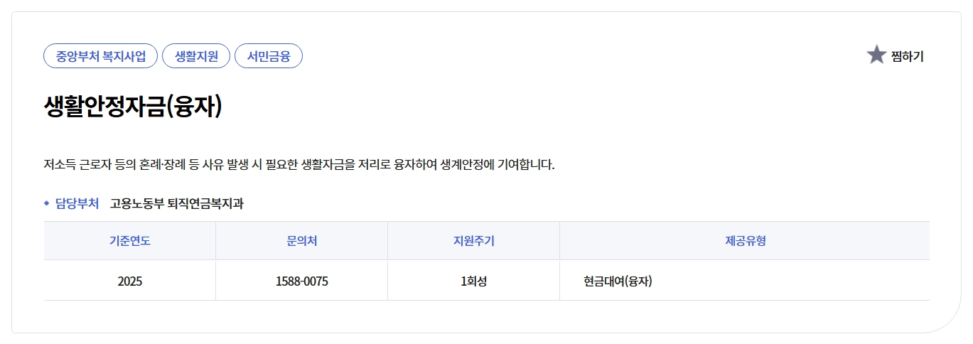 생활안정자금 융자신청 신청자격,융자한도