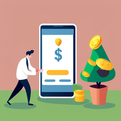 스마트폰으로 돈을 버는 앱테크를 묘사한 이미지