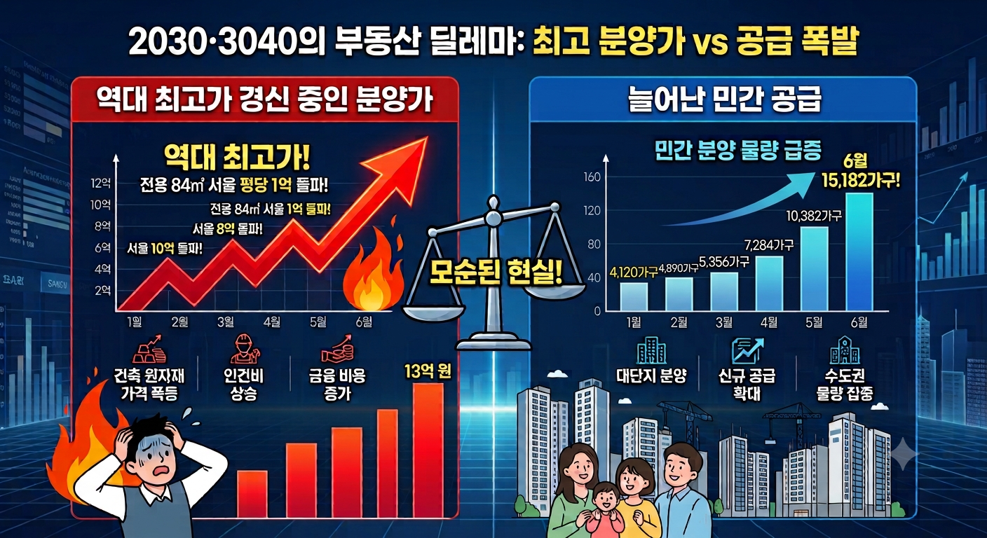 "역대 최고가 경신 중인 분양가" vs "늘어난 민간 공급"