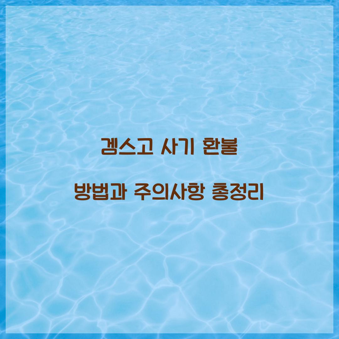 겜스고 사기 환불