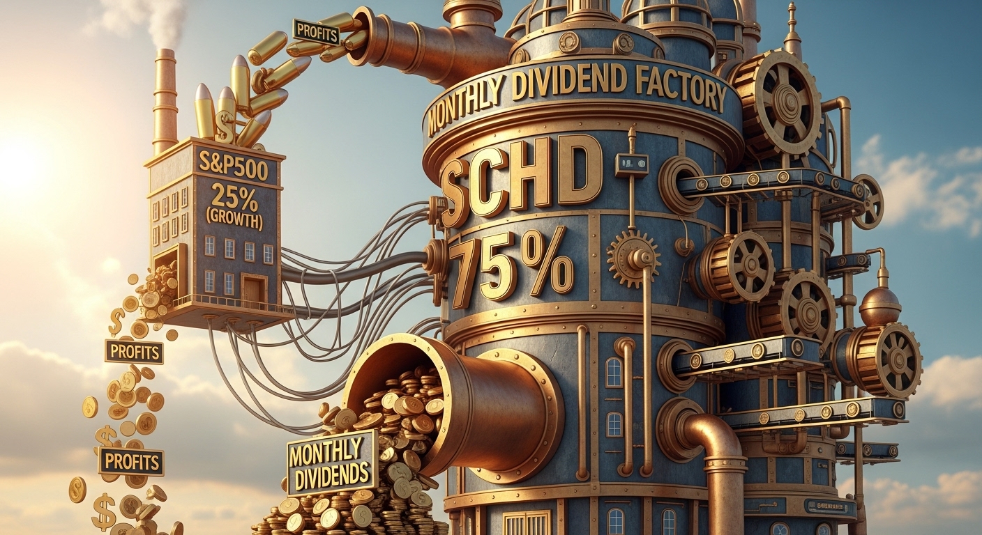 'S&P500 25%(총알)'가 'SCHD 75%(연금공장)'를 계속 더 크게 만들어주는 스노우볼 이미지