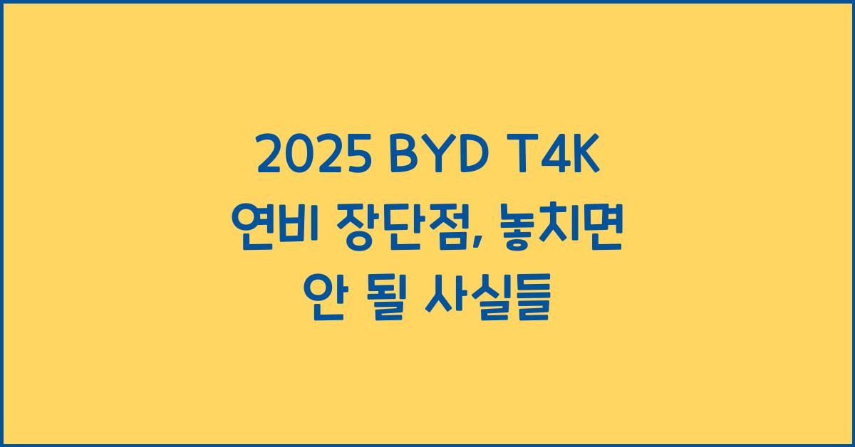 2025 BYD T4K 연비 장단점