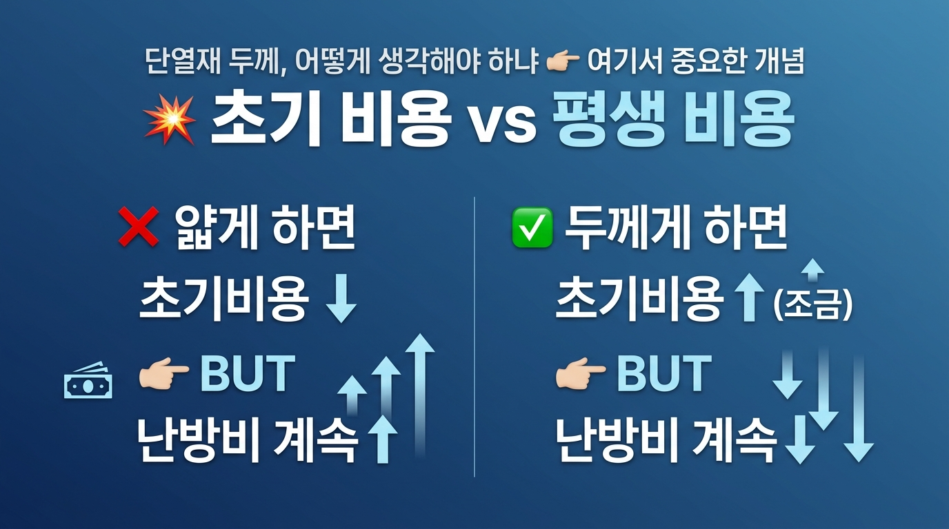 단열재 두께 조정에 따른 유지비용 발생