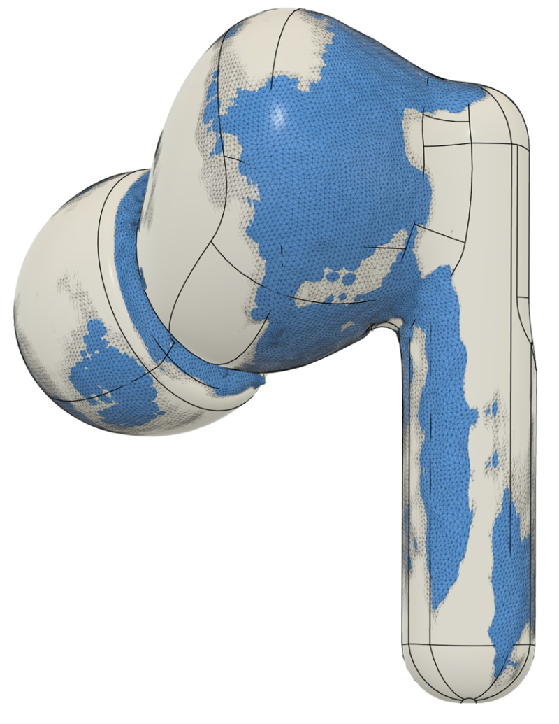 3D스캔 한 메시데이터와 역설계 데이터를 겹친 상태