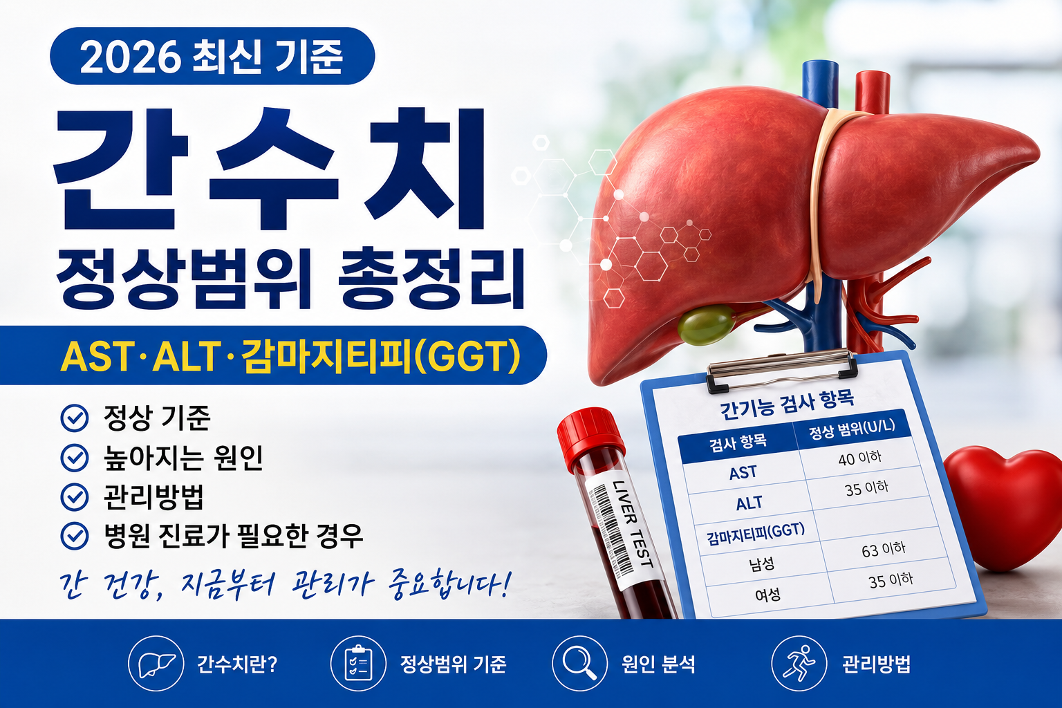 간수치 정상범위, AST, ALT, 감마지티피, GGT, 간건강