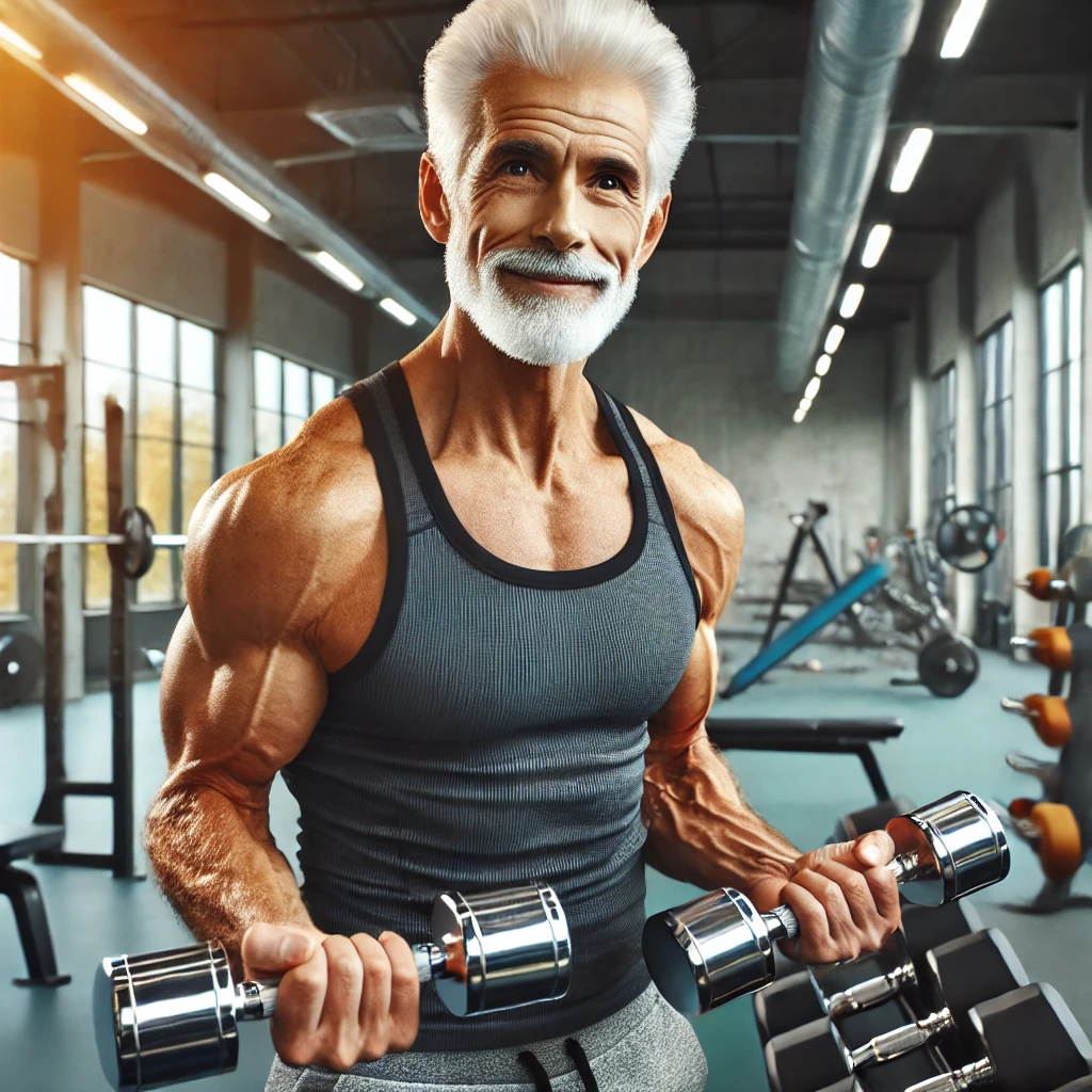 근력 운동 하고 있는 할아버지