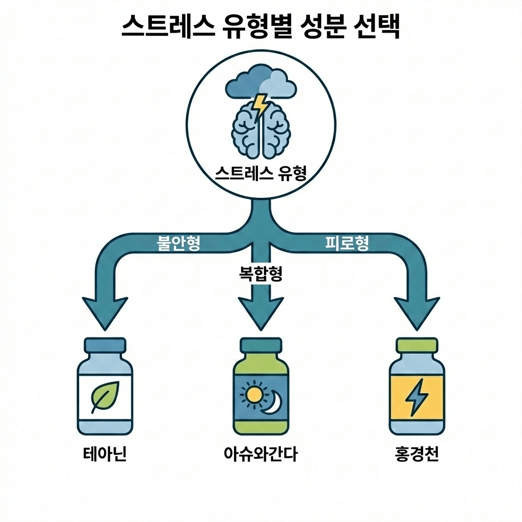 불안형 피로형 복합형 스트레스 유형별 성분 선택 흐름도