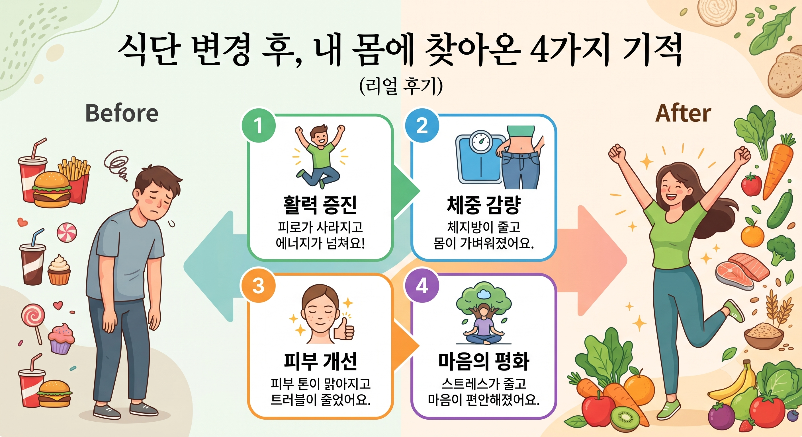 식단 변경 후, 내 몸에 찾아온 4가지 기적 (리얼 후기)