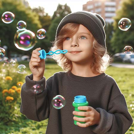 공원에서-비누방울-불며-노는-아이