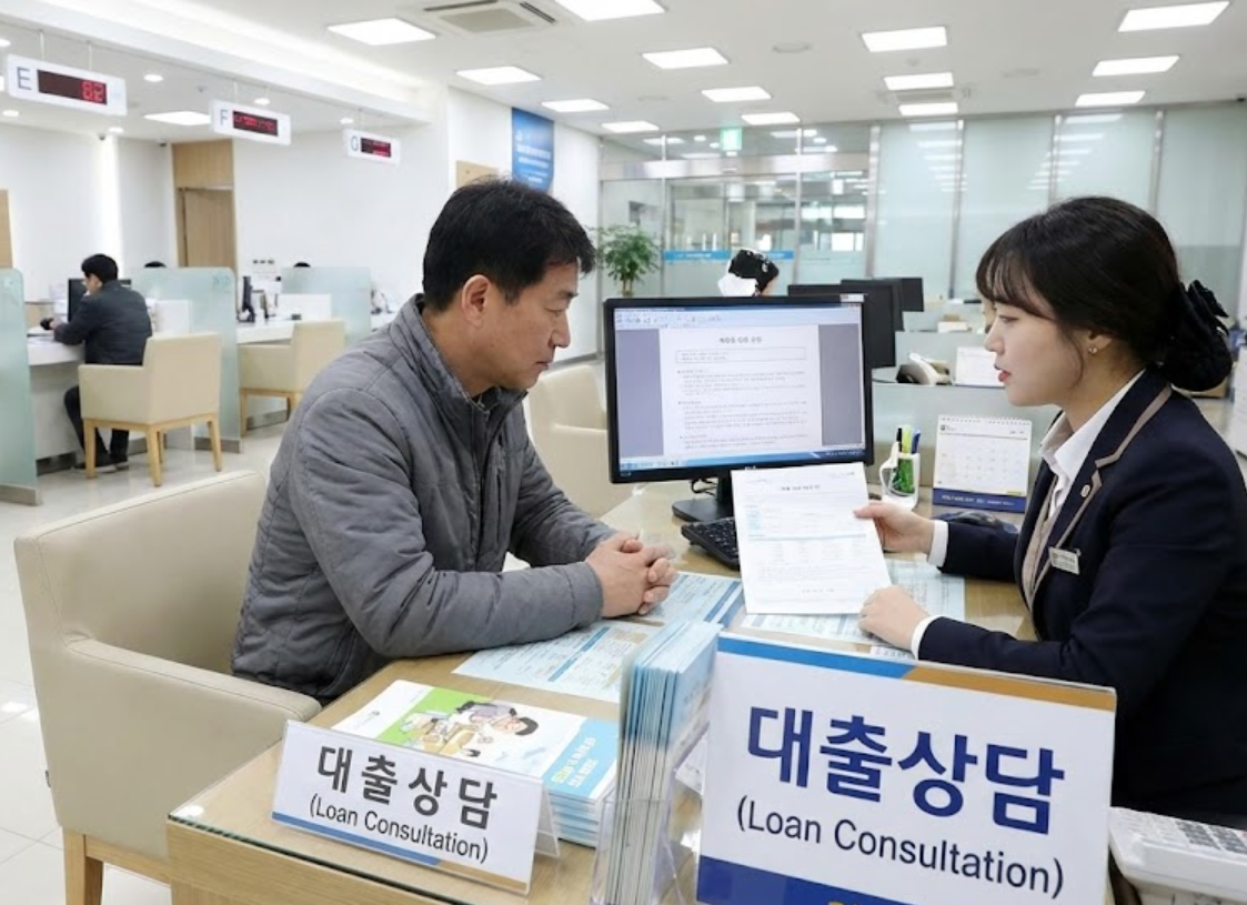 은행 대출상담하는 사진