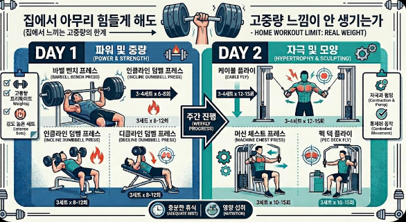 왜 집에서 아무리 힘들게 해도 고중량 느낌이 안 생기는가