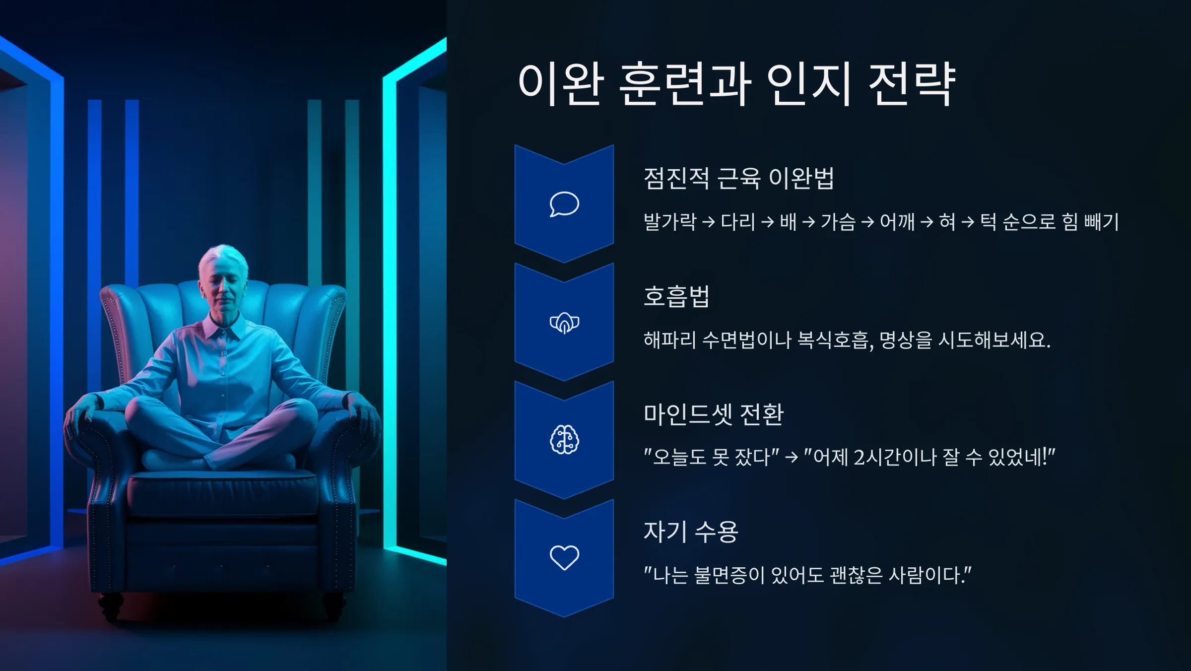 이완 훈련과 인지 전략에 관한 설명