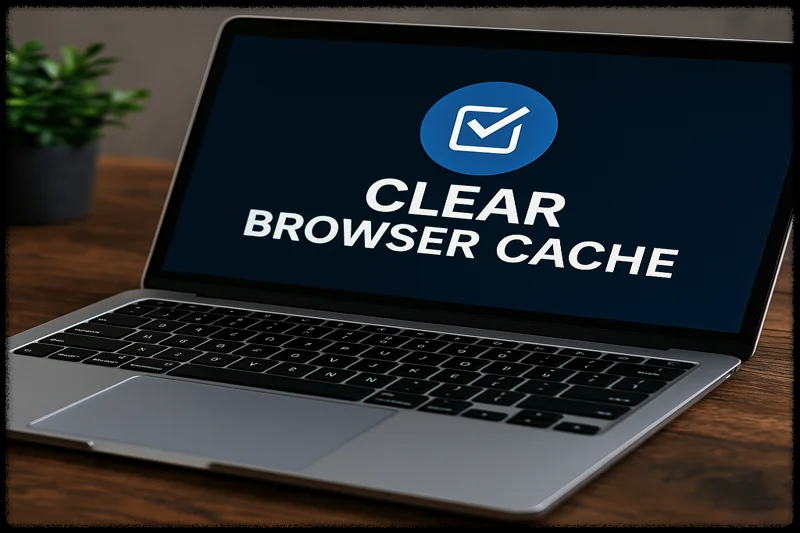 브라우저 캐시 정리를 알리는 노트북 화면