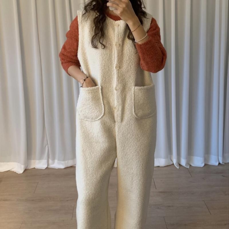 (무배)테디점프수트 뽀글이멜빵 캠핑룩(3컬러)