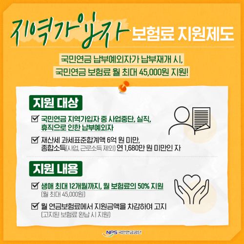 국민연금 보험료 지원제도 5가지!