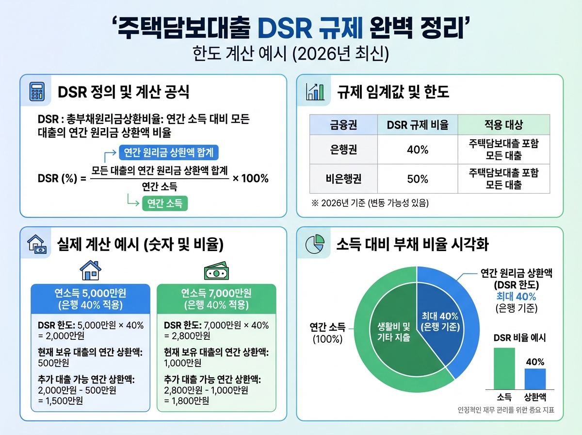 주택담보대출 DSR 규제 완벽정리(2026 최신)