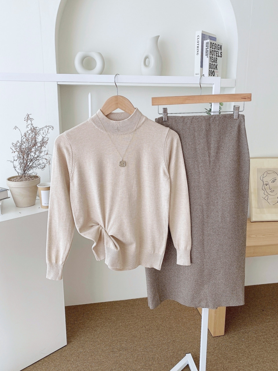 부드러운 캐시미어 울 반목 폴라 니트티