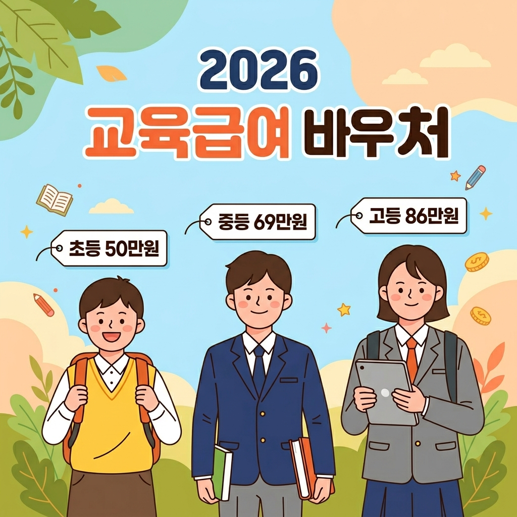 2026 교육급여 바우처 초등 중학 고등 지원금액 비교