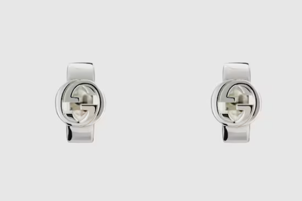 구찌 여성 귀걸이 - 구찌 인터로킹 와이드 후프 귀걸이