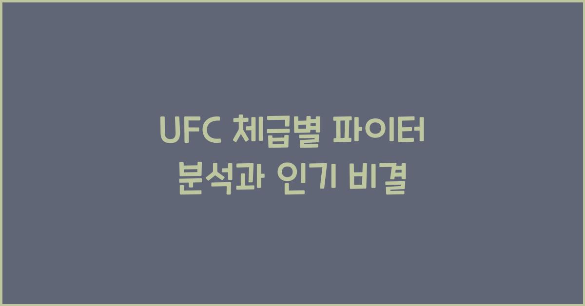 UFC 체급별 파이터 분석