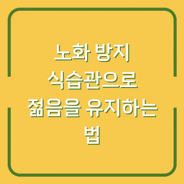 노화 방지 식습관으로 젊음을 유지하는 법