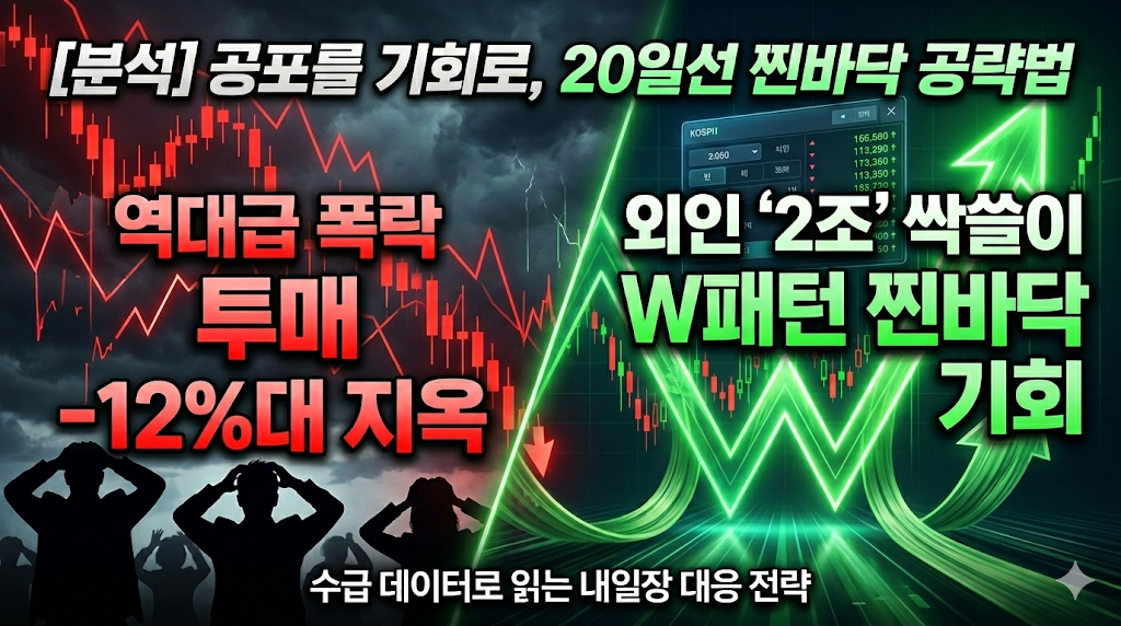 역대급 폭락과 투매, 그리고 세력의 2조 원 베팅: 찐바닥(W패턴) 공략 시나리오