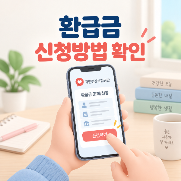 스마트폰으로 건강보험료 환급금을 신청하는 모습