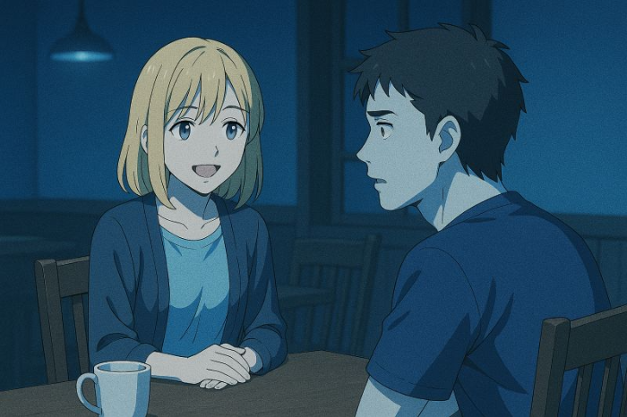 여자의 말을 듣고 혼란스러운 표정을 하고 있는 남자