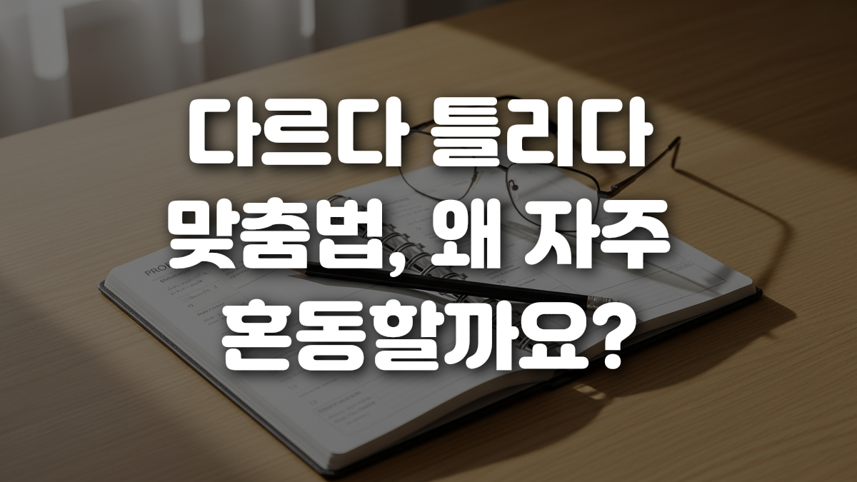 다르다 틀리다 맞춤법 왜 자주 혼동할까요