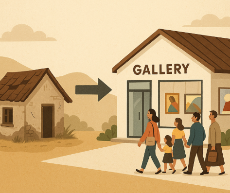 빈집을 전시공간으로 개조하는 과정을 표현