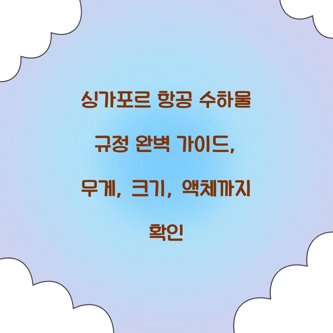 싱가포르 항공 수하물 규정